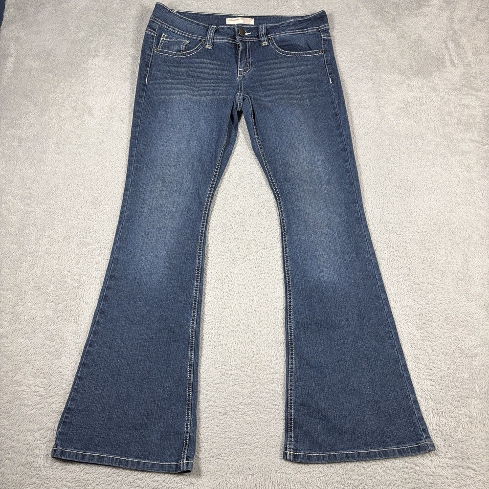 VINTAGE Y2K No Boundaries Low Rise Bootcut Flare Jeans Womens 11 Dark Wash Bell
